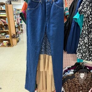 Wrangler Dark Blue Denim Overalls with Leather Patch